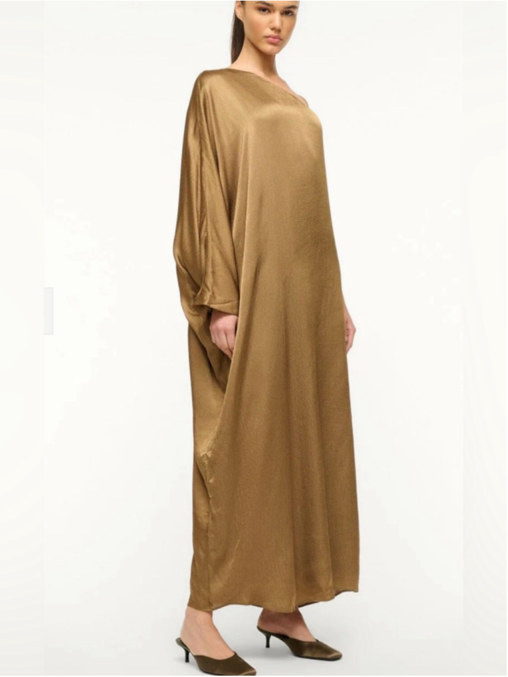 STAUD One-Shoulder Sonya Dress, Caramel - Picture 3 of 13